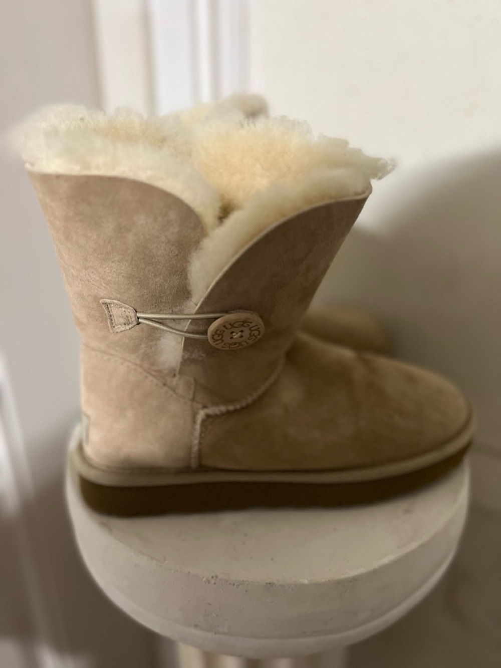 UGG Chestnut Suede Mid-Calf Shearling Boots